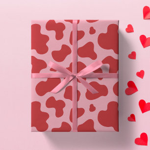 Westerse Valentijnsdag Koeienprint Cowgirl Roze Ro Cadeaupapier