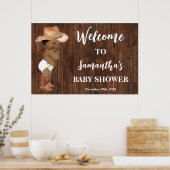 Westerse verwelkoming Kleine AA Cowboy Baby Shower Poster (Keuken)