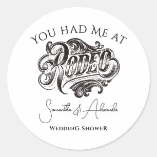 Westerse Vintage Rodeo Zwarte Bruidsparen Douche Ronde Sticker
