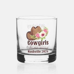 Westerse vrijgezellenfeest Waterverf Cowgirl Hoed Whisky Glas