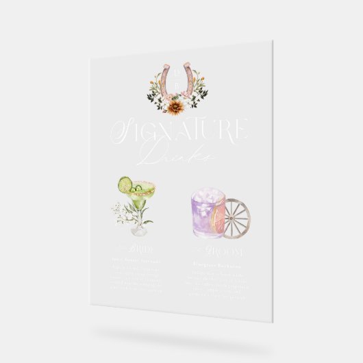 Westerse waterverf bruid & bruidegom signature dra acryl bord (Hoek)