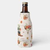 Westerse Woestijn Cactus Cowboyhoed Gepersonalisee Flesjeskoeler (Fles Voorkant)