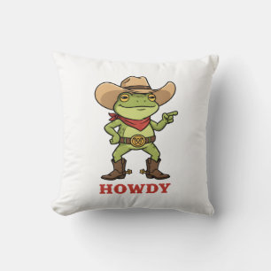 Westerse Yeehaw Kikker Howdy Kikker Grappige Cowbo Kussen