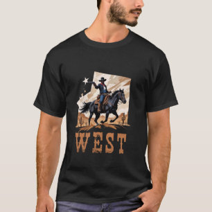 Westerse Zwarte Cowboy Rodeo Paardrijden Vintage T-shirt