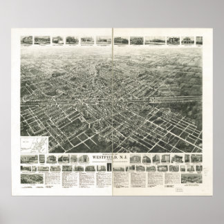 Westfield New Jersey 1929 Antiek Panorama Poster