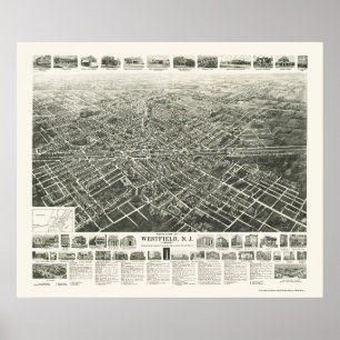 Westfield, NJ Panoramic Map - 1929 Poster