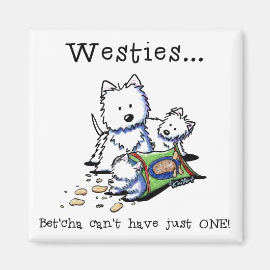 Westie Addict Magnet Carré (Devant)
