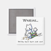 Westie Addict Square White Magnet Magneet (Voorkant / Achterkant)
