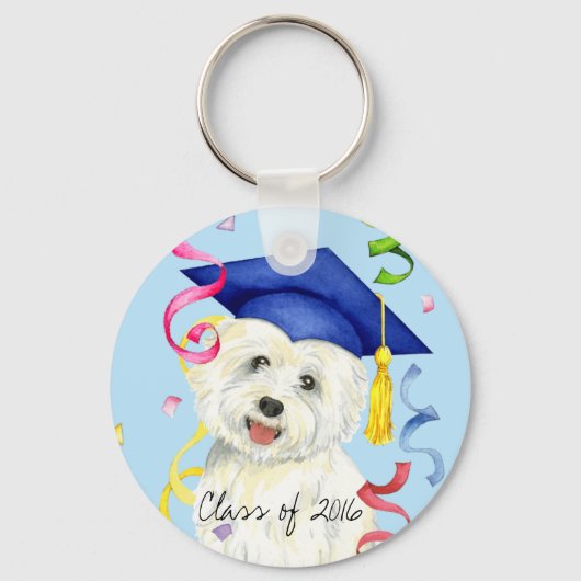 Westie Afstuderen Sleutelhanger (Voorkant)