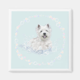 Westie badtijd plezier magneet