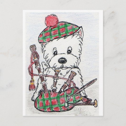 Westie Bagpipes Briefkaart (Voorkant)