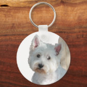 WESTIE BIJ DE GATE SLEUTELHANGER (Voorkant)