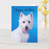 Westie Birthday Kaart (Gele Bloem)