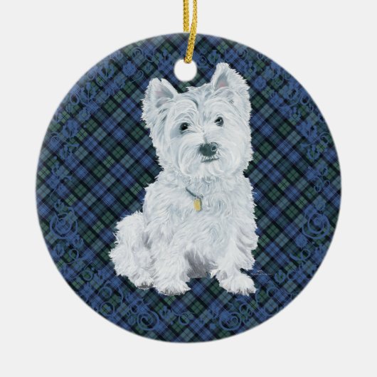 Westie Black Watch Tartan Keramisch Ornament (Voorkant)
