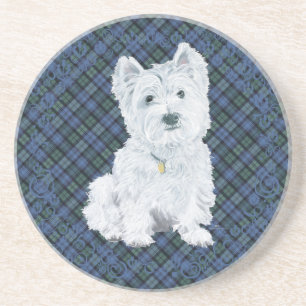 Westie Black Watch Tartan Zandsteen Onderzetter