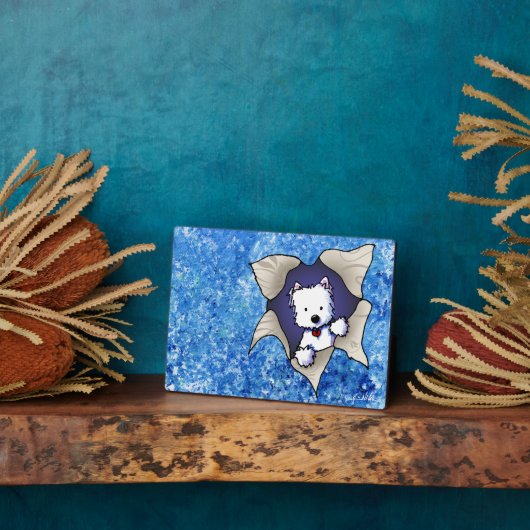 Westie Blast op Blauwe Plak Fotoplaat (Zijkant)