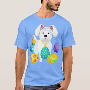 Westie Bunny Rabbit Pet die paaseieren speelt Happ T-shirt
