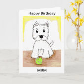 WESTIE CARTE D'ANNIVERSAIRE PERSONNALISÉE (Fleur jaune)