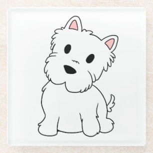 westie-cartoon glazen onderzetter