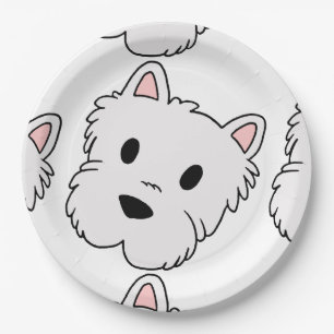 westie cartoon head.png papieren bordje