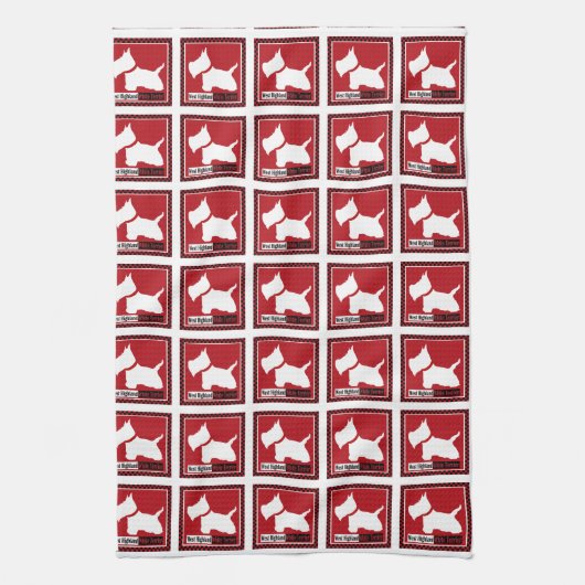 Westie Checkers Theedoek (Verticaal)