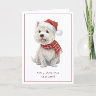 Westie Cheeky Hond Mooie Kerstkaart Personaliseer Feestdagen Kaart