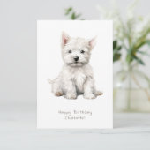 Westie Cheeky Puppy Leuke Verjaardag Kaart Persona (Staand voorkant)
