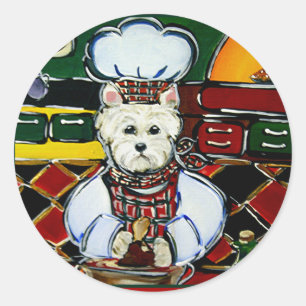 Westie Chef Ronde Sticker