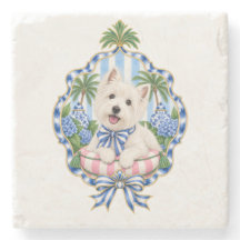 Westie Chinoiserie Worpillow | Blauw Wit Roze