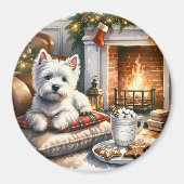 Westie Christmas Scene Magnet (Devant)