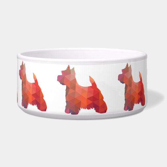 Westie Colorful Geometric Pattern Silhouette Dog Voerbakje (Voorkant)