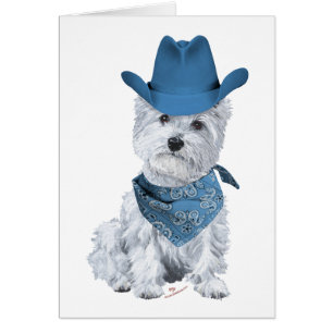 Westie Cowboy en Bleu