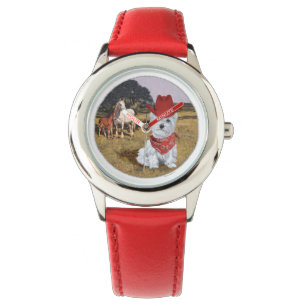 Westie Cowboy Horloge