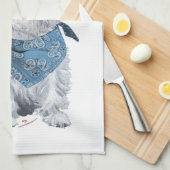 Westie Cowboy in Blue Theedoek (Quarter Fold)