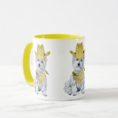 Westie Cowboy in Geel Mok (Voorkant links)