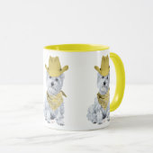 Westie Cowboy in Geel Mok (Voorkant rechts)