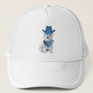 Westie Cowboy in het blauw Trucker Pet
