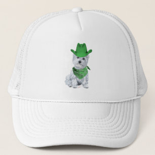 Westie Cowboy in het Groen Trucker Pet