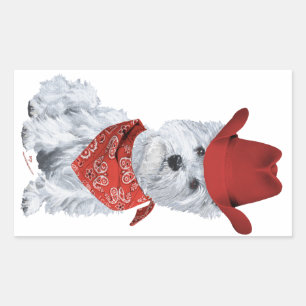 Westie Cowboy in het Rood Rechthoekige Sticker