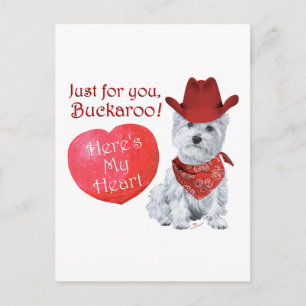 Westie Cowboy Valentine Feestdagenkaart