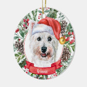 Westie Custom Santa Hat Chien de Noël Ornement (Gauche)
