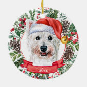 Westie Custom Santa Hat Chien de Noël Ornement (Dos)