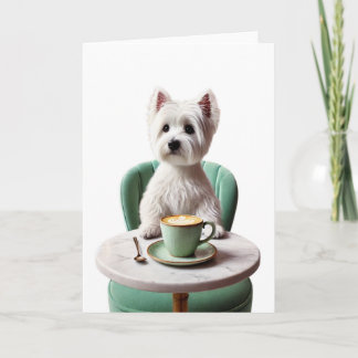Westie die een latte drinkt Blank kaart