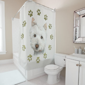 Westie Dog Art en Paws Shower Curtain Douchegordijn
