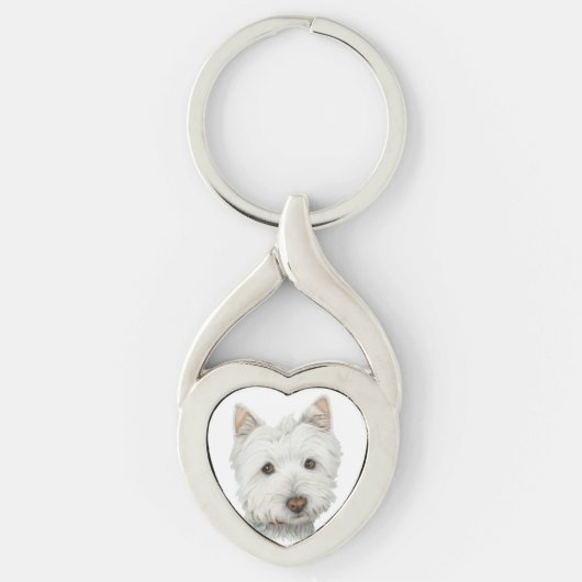 Westie Dog Art Twisted Metal Sleutelhanger (Voorkant)
