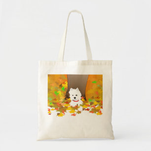 Westie Dog - Autumn Leaves Canvas tas