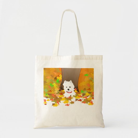 Westie Dog - Autumn Leaves Canvas tas (Voorkant)
