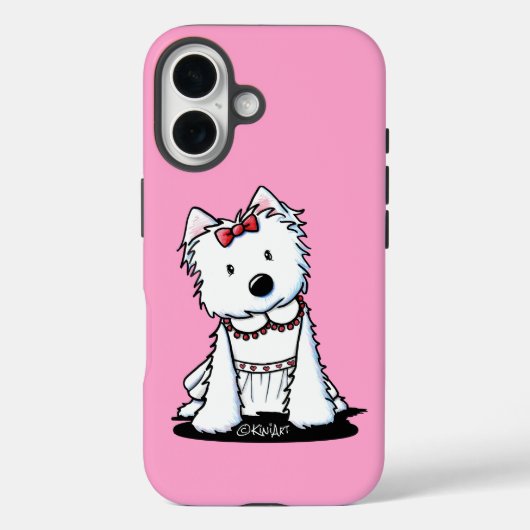 Westie Dog in dress iPhone Case (Achterkant)