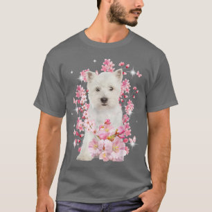 Westie Dog Japanse Cherry Blossom Sakura Flow T-shirt