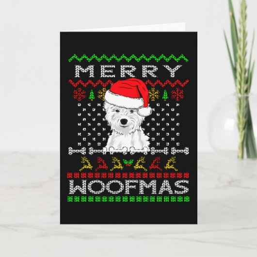 Westie Dog Merry Woofmas Kerst Kaart (Voorkant)